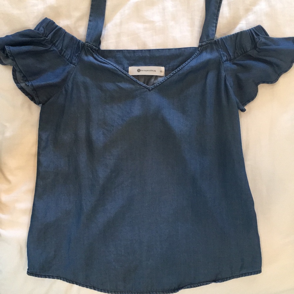 Chambray off shoulder top from The Impeccable Pig